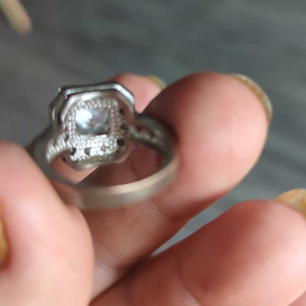 Vintage 1960's large Square cut Crystal ring - image 4