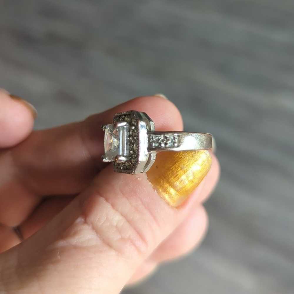 Vintage 1960's large Square cut Crystal ring - image 5