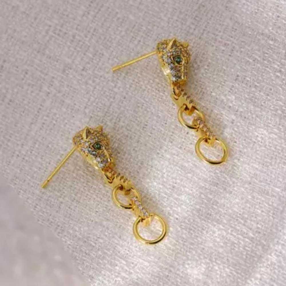 Gold plated dangle bling earrings - image 2