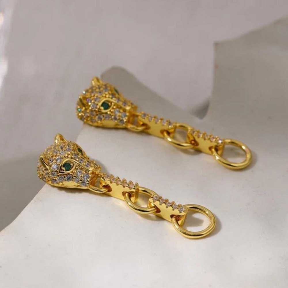 Gold plated dangle bling earrings - image 4