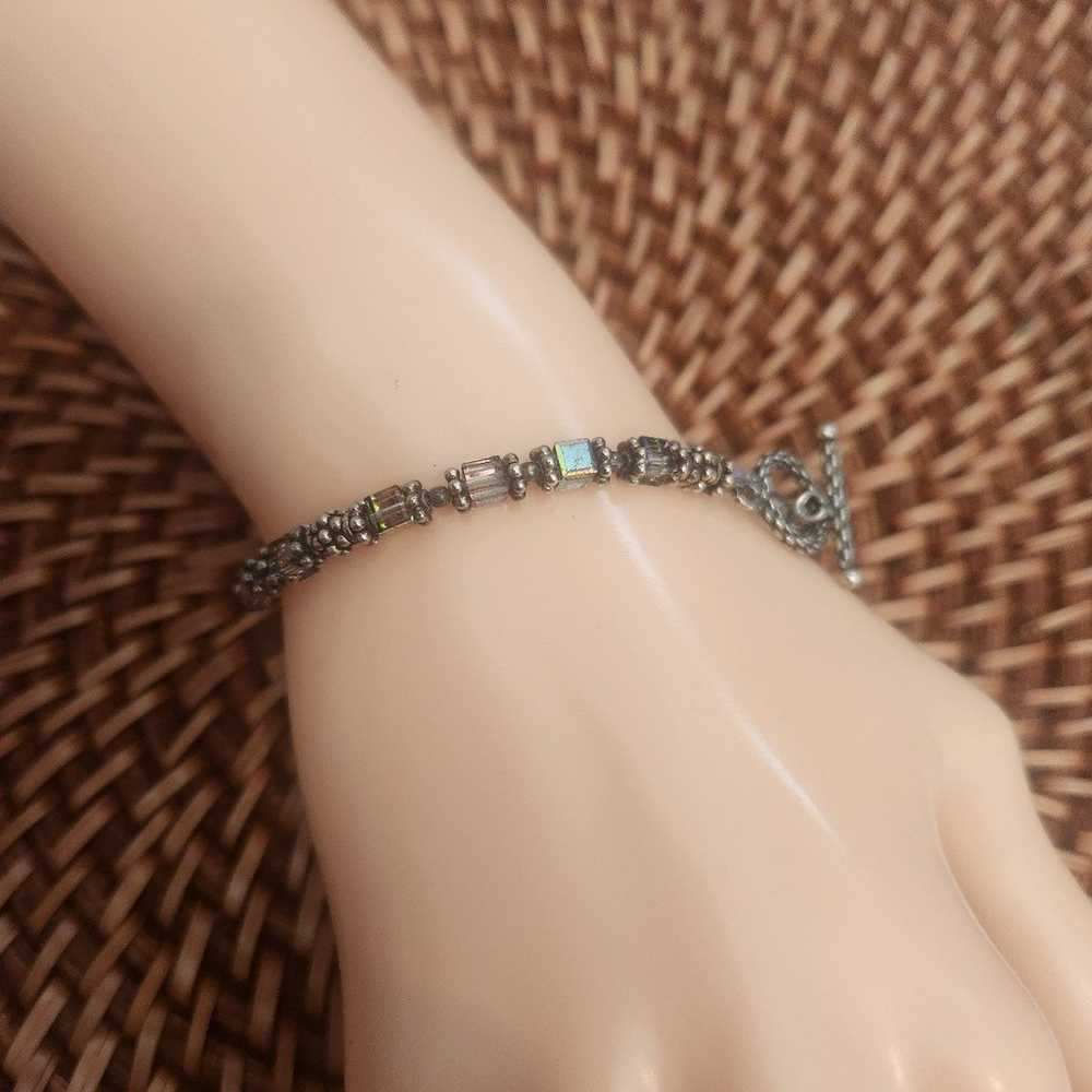 Sterling Silver Faceted Crystal  Bracelet Toggle … - image 2