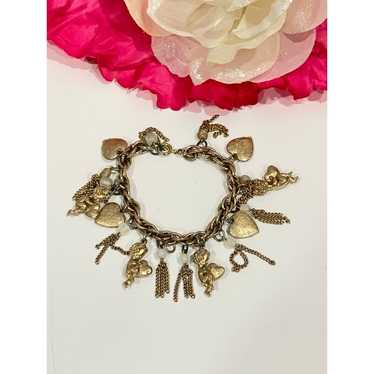 Vintage Lovely Golden Ladies Bracelet With Hearts… - image 1