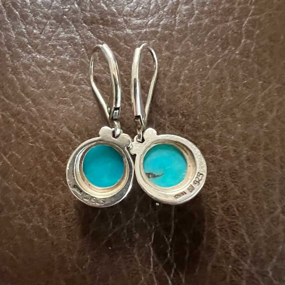 Sterling Round Turquoise Dangle Earrings - image 4