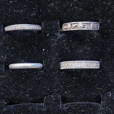 4 vintage Sterling silver band rings - image 1