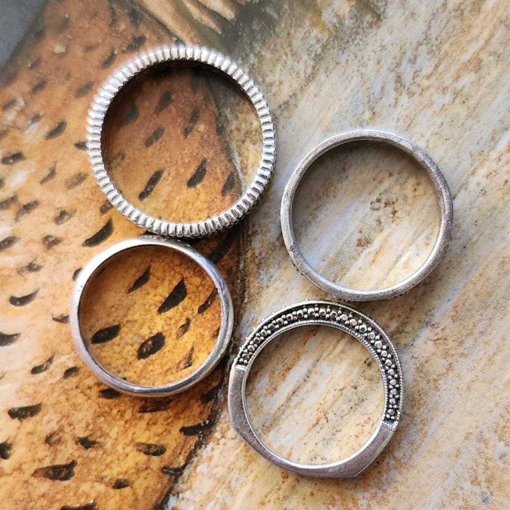 4 vintage Sterling silver band rings - image 5