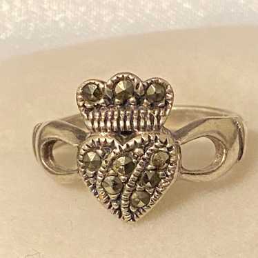 Vintage Sterling Silver Irish Claddagh Ring 7.5