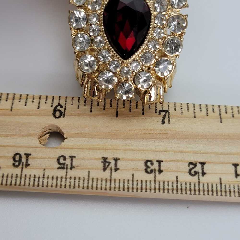 Vintage Red And Clear Crystal Stretch Bracelet Ad… - image 9