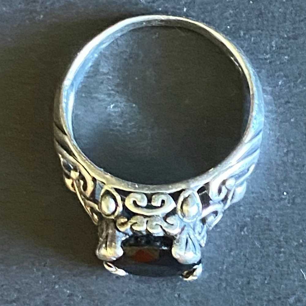 Vintage Sterling Silver Ornate Black Onyx Ring - image 5