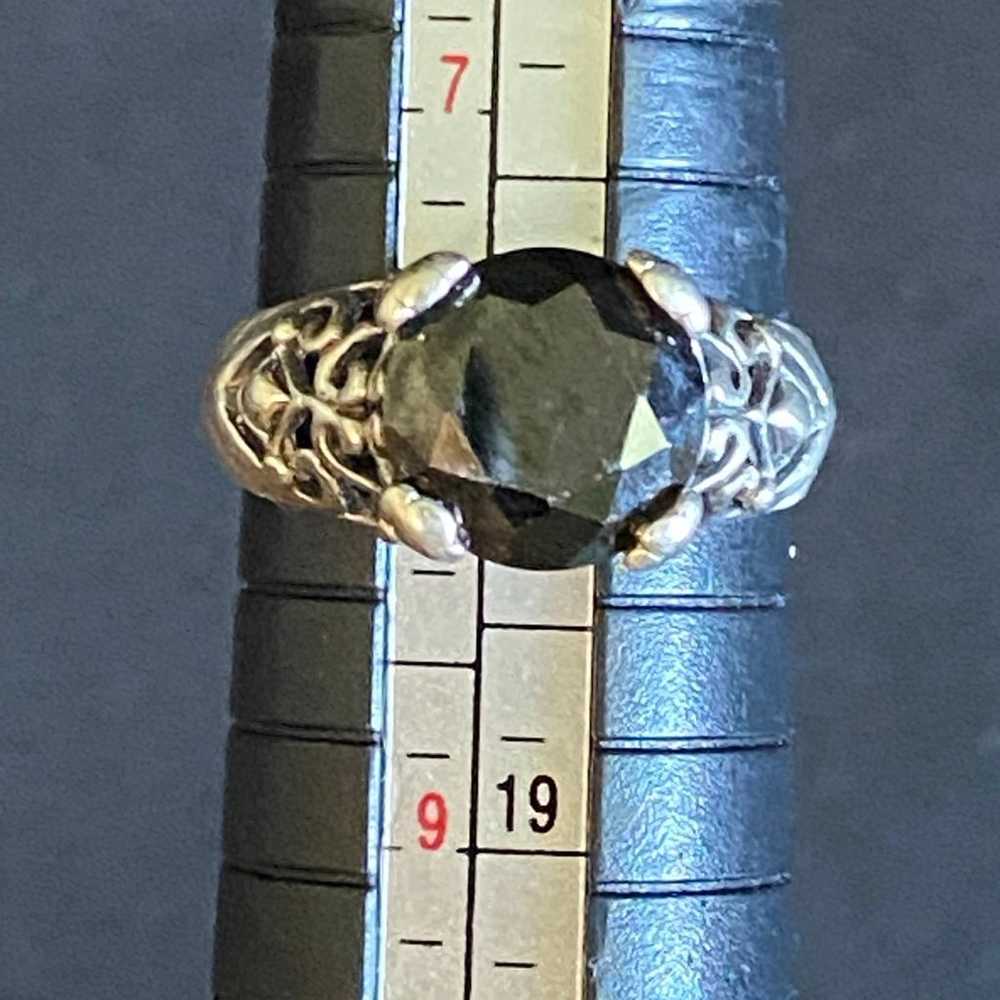 Vintage Sterling Silver Ornate Black Onyx Ring - image 6