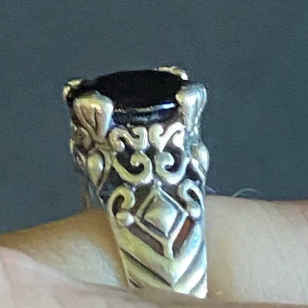 Vintage Sterling Silver Ornate Black Onyx Ring - image 8