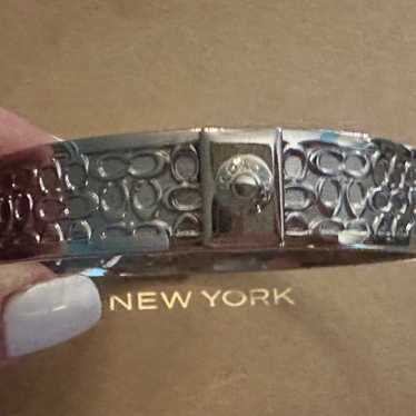 Coach Silver-tone Signature 3/4” Wide Vintage Ban… - image 1