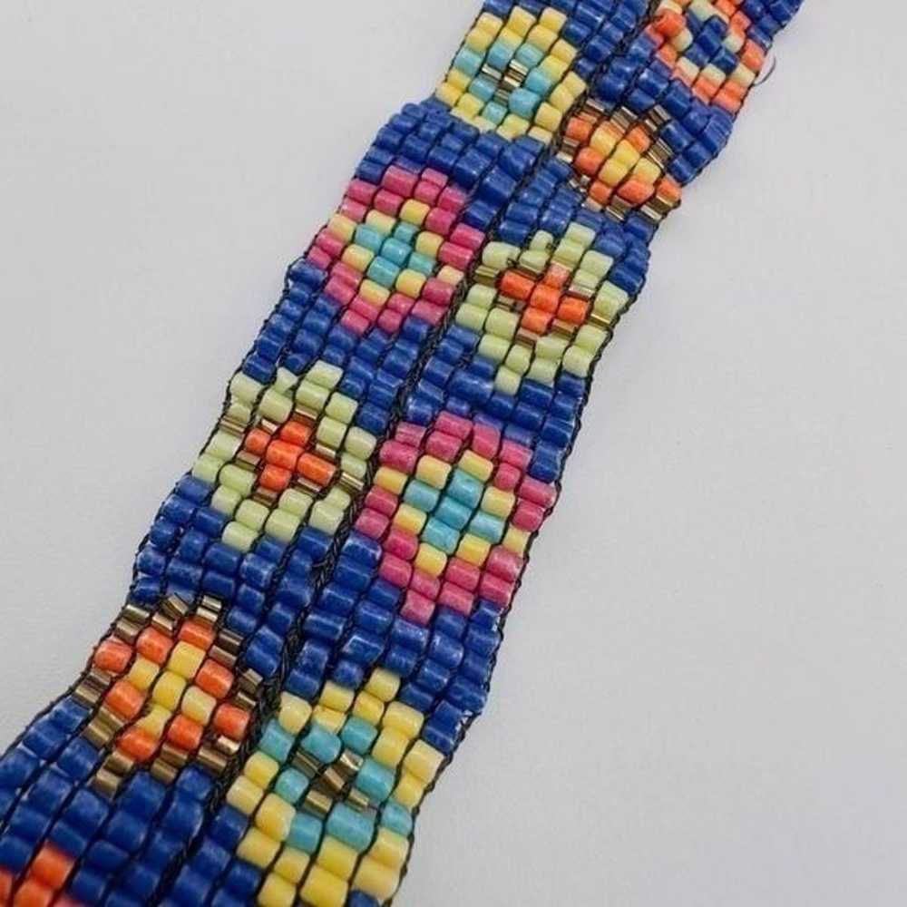 Vintage Southwest Seed Bead Chain Link Native Tri… - image 3