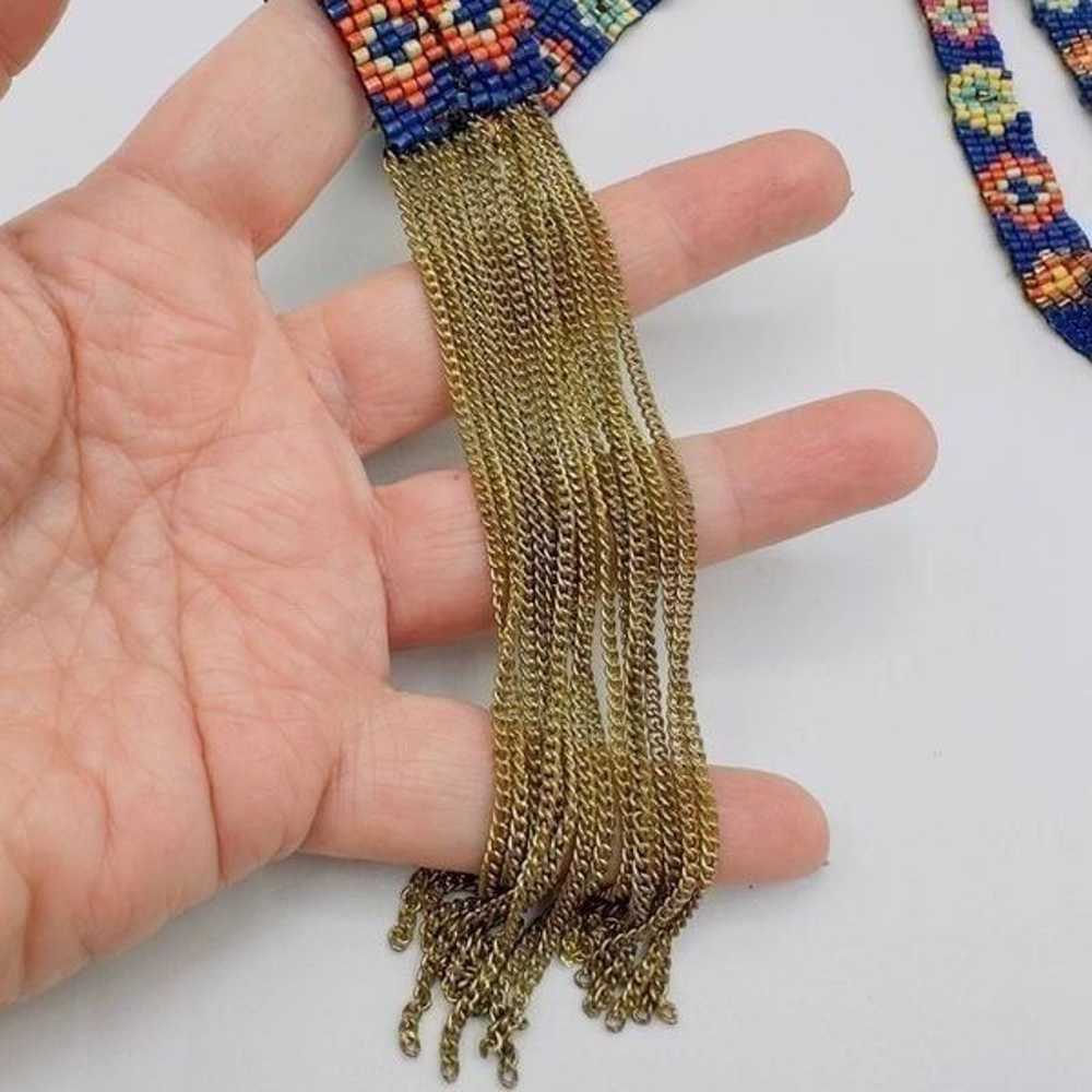 Vintage Southwest Seed Bead Chain Link Native Tri… - image 4