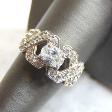 Womens Vintage Estate Sterling Silver CZ Ring 5.5g