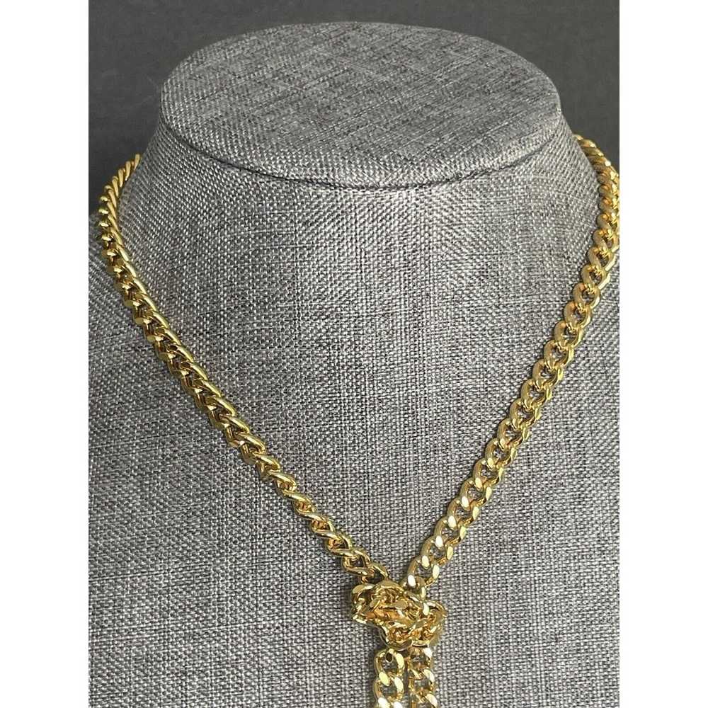 Vintage Necklace Gold Plated Cuban Chain Link Lar… - image 2