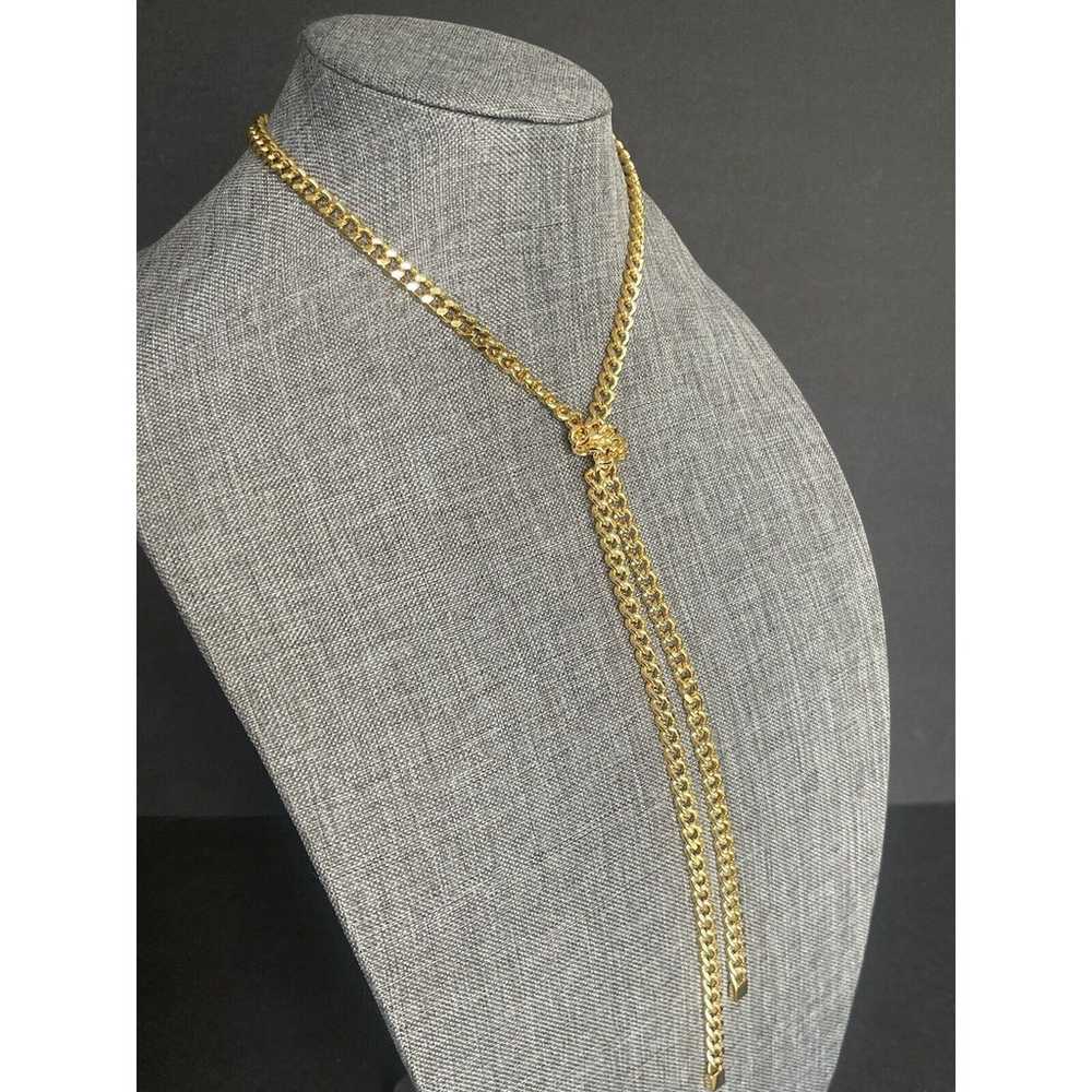 Vintage Necklace Gold Plated Cuban Chain Link Lar… - image 3