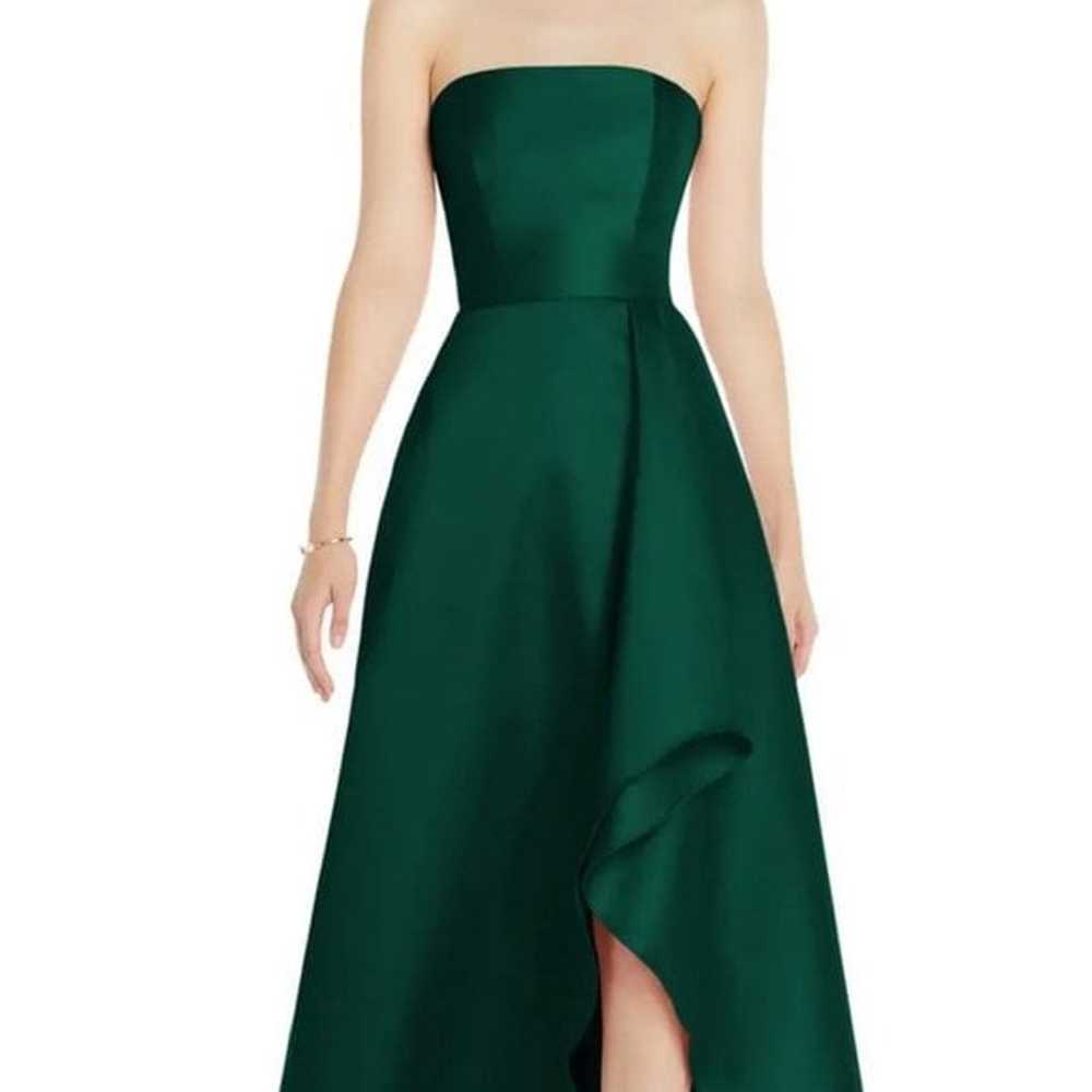 Alfred Sung Hunter Green Strapless Satin Gown D832 - image 1