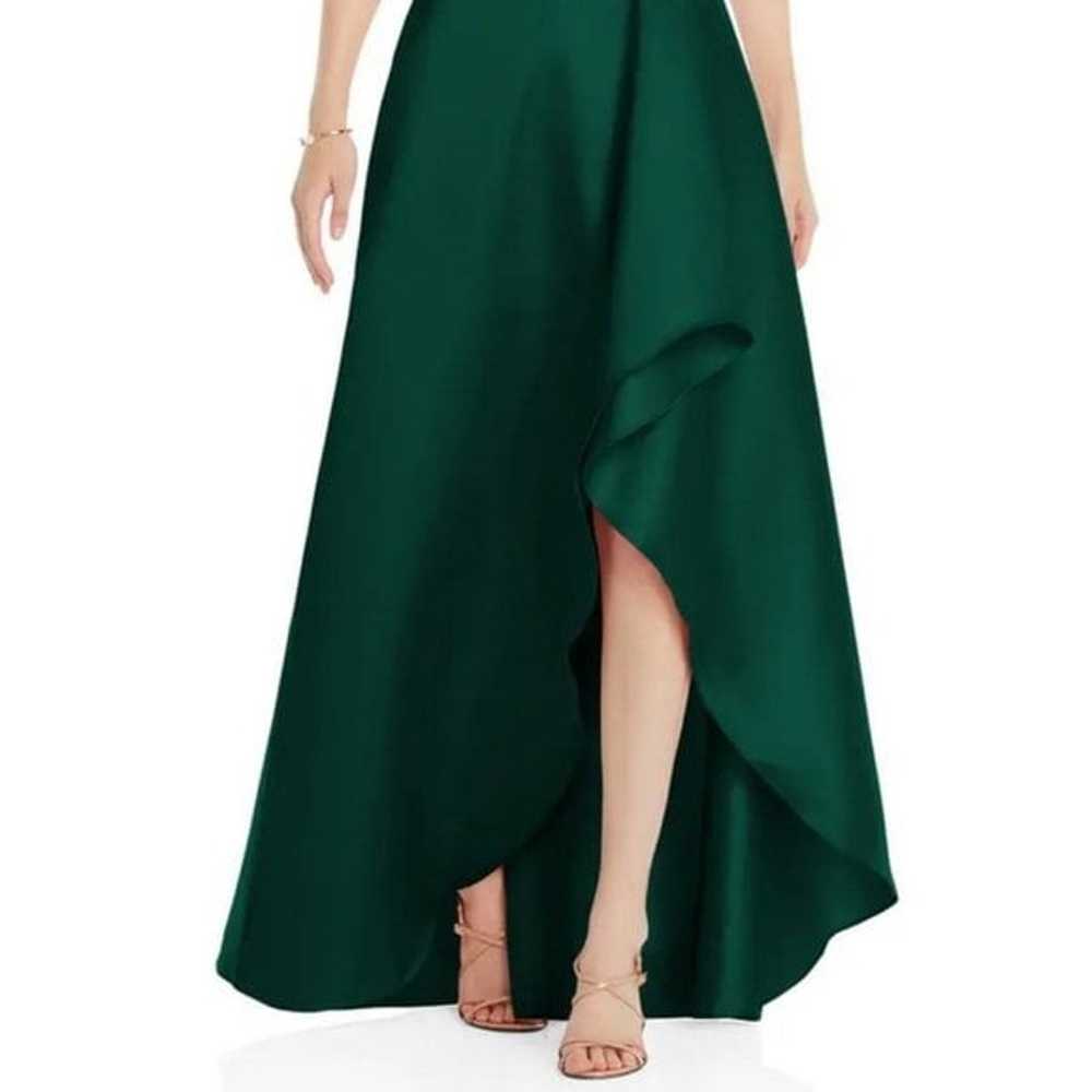 Alfred Sung Hunter Green Strapless Satin Gown D832 - image 2