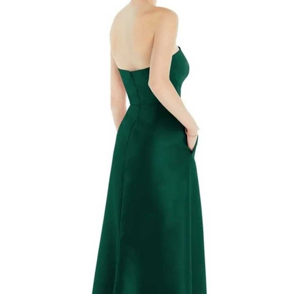 Alfred Sung Hunter Green Strapless Satin Gown D832 - image 3