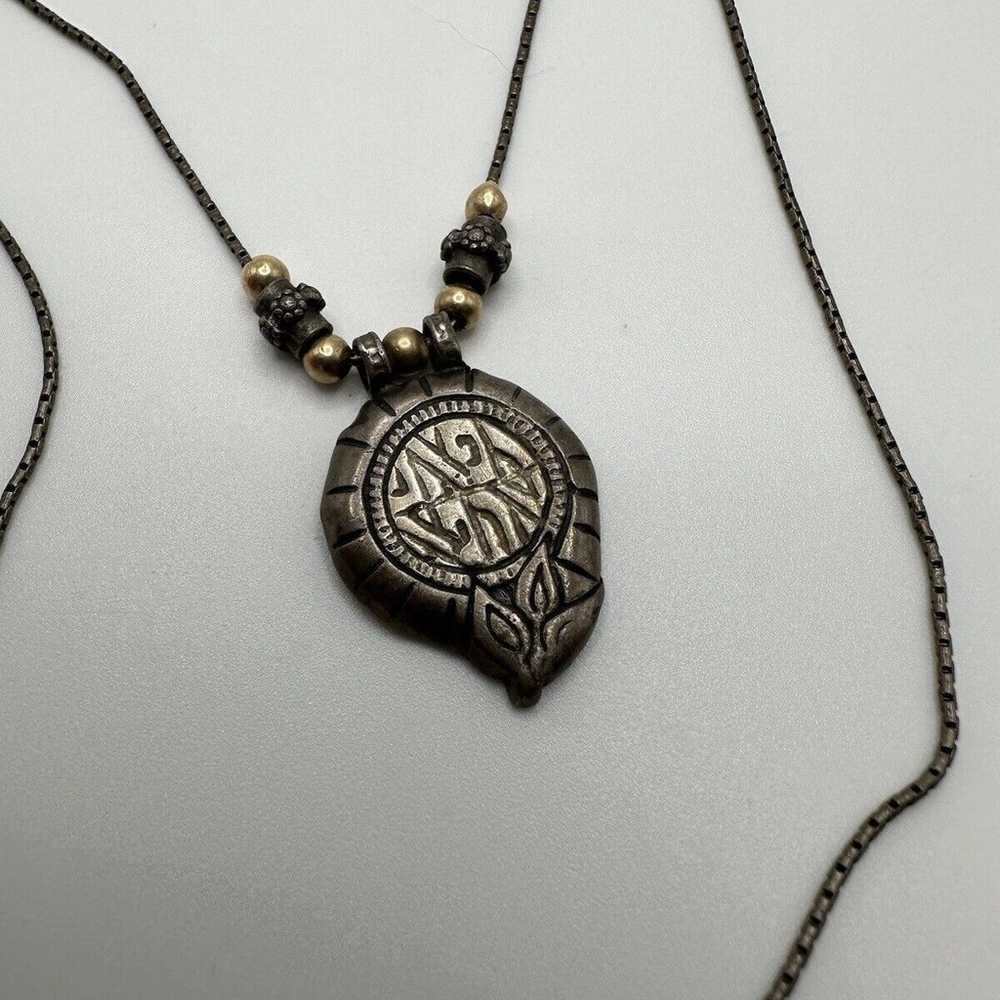 Vintage 14k Sterling Silver Jerusalem Necklace 18” - image 2