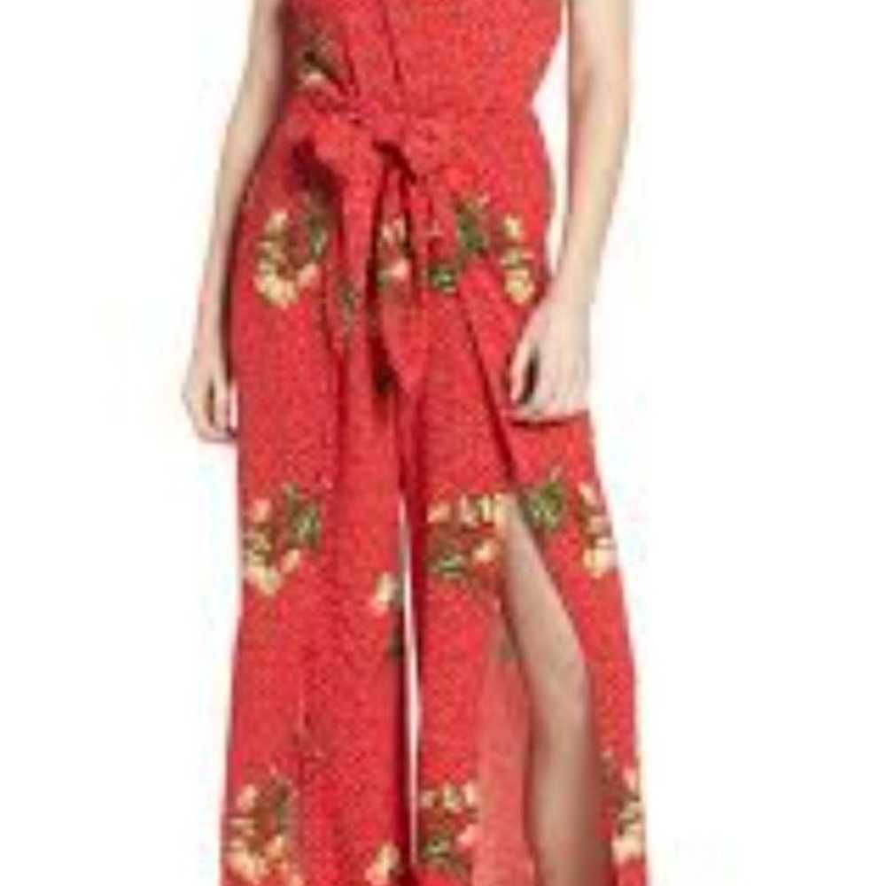 Socialite • Red Floral Slit Leg Strappy Jumpsuit … - image 9