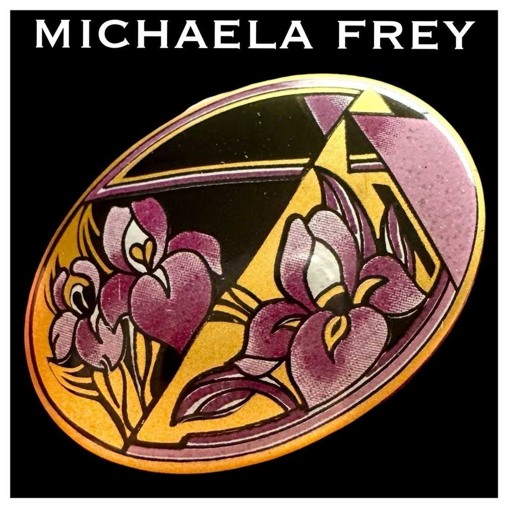 MICHAELA FREY - Vintage Art Nouveau Oval Enameled… - image 1