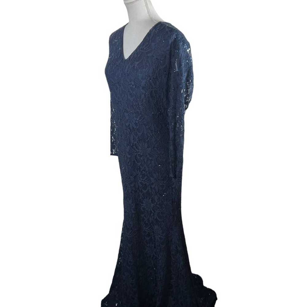 Bijan Andre Atelier Navy Blue Lace Mermaid Dress … - image 2