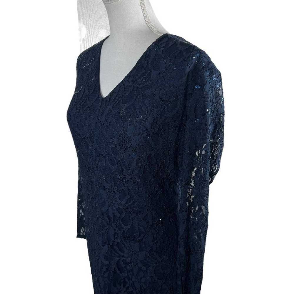 Bijan Andre Atelier Navy Blue Lace Mermaid Dress … - image 7