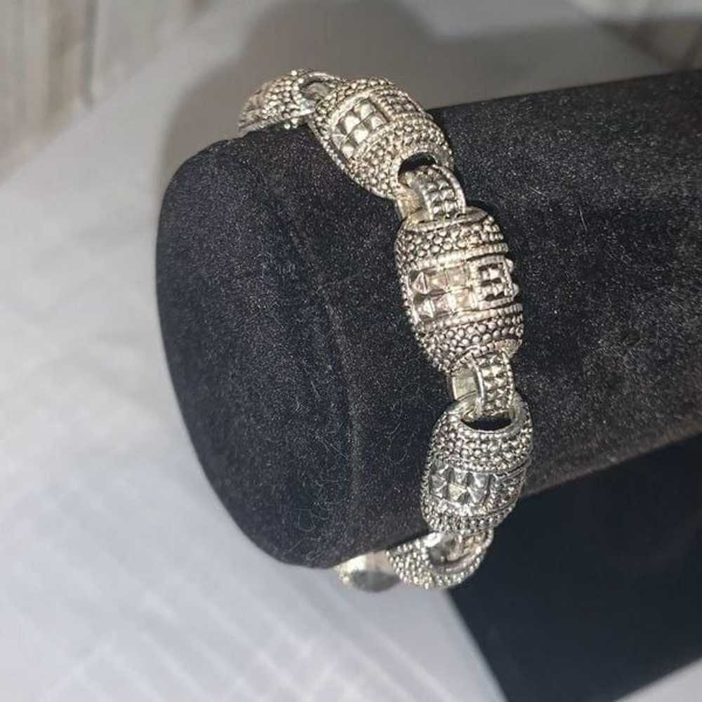 Vintage Silver Sparkling Chain Link Bracelet 7.5” - image 4