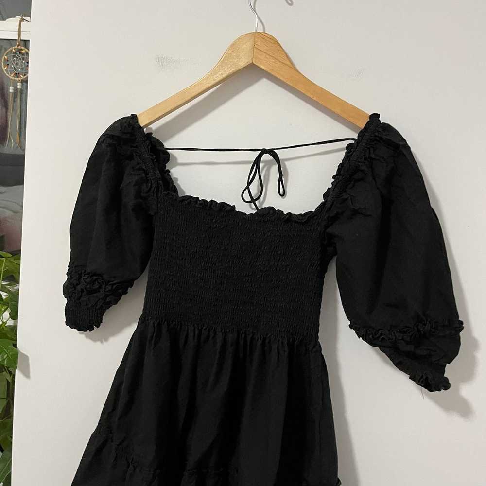 Hill House Black Smocked Nap Midi Dress Size Small - image 2