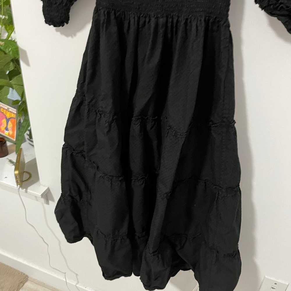 Hill House Black Smocked Nap Midi Dress Size Small - image 3