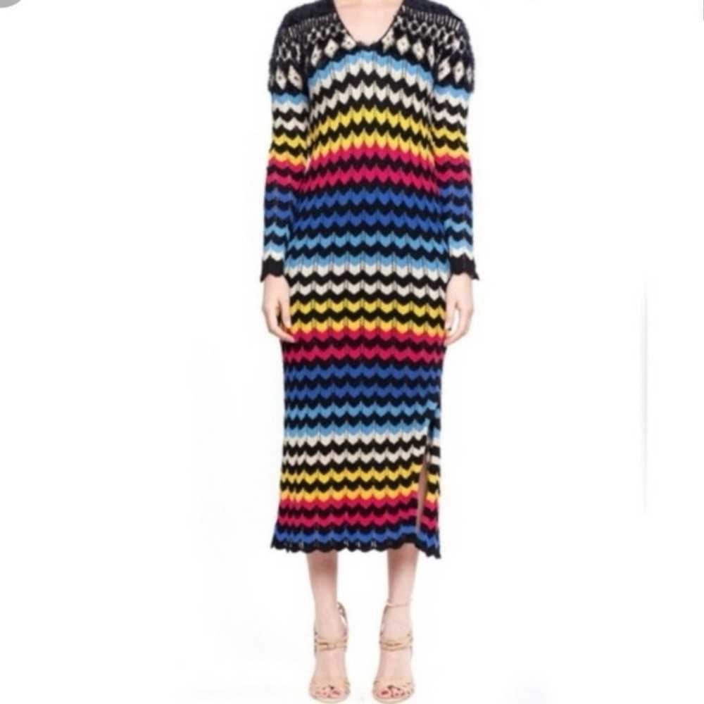 Farm Rio knit rainbow dress size S black blue red… - image 1