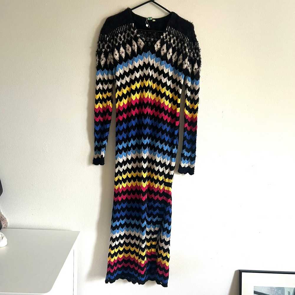 Farm Rio knit rainbow dress size S black blue red… - image 2