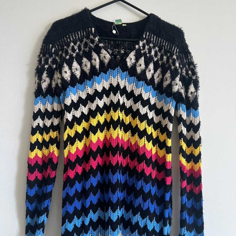 Farm Rio knit rainbow dress size S black blue red… - image 3