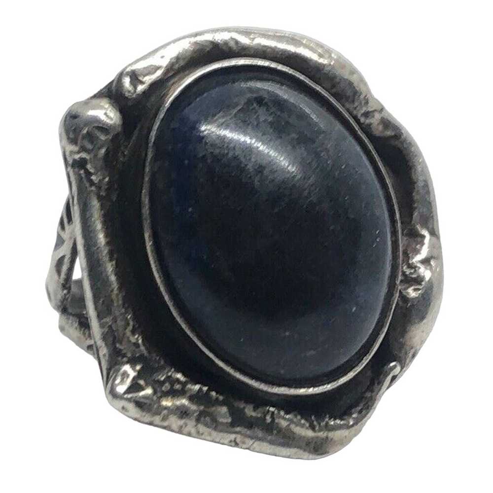 Vintage Sterling Silver Ring 925 Size 5 Blue Ston… - image 1