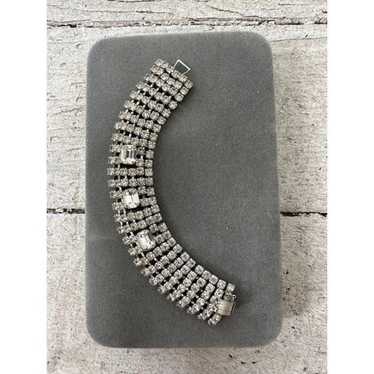 Vintage 6 Row Clear Rhinestone Bracelet