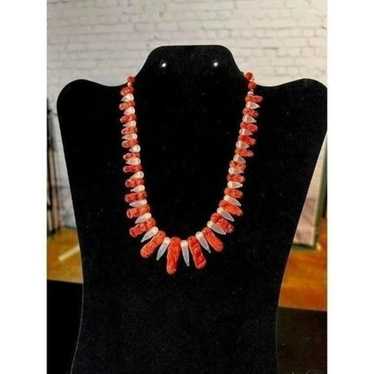 Vintage 50s Coral Art Glass Choker Necklace - image 1