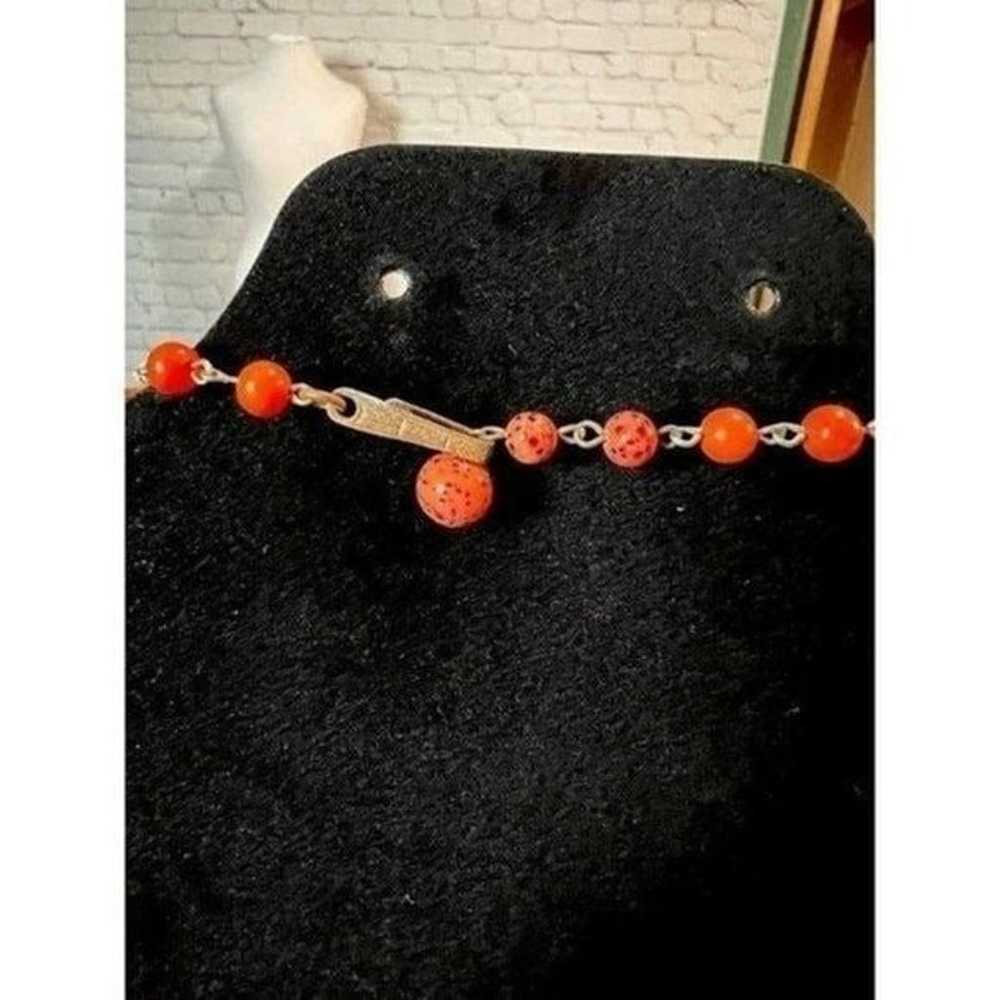 Vintage 50s Coral Art Glass Choker Necklace - image 3