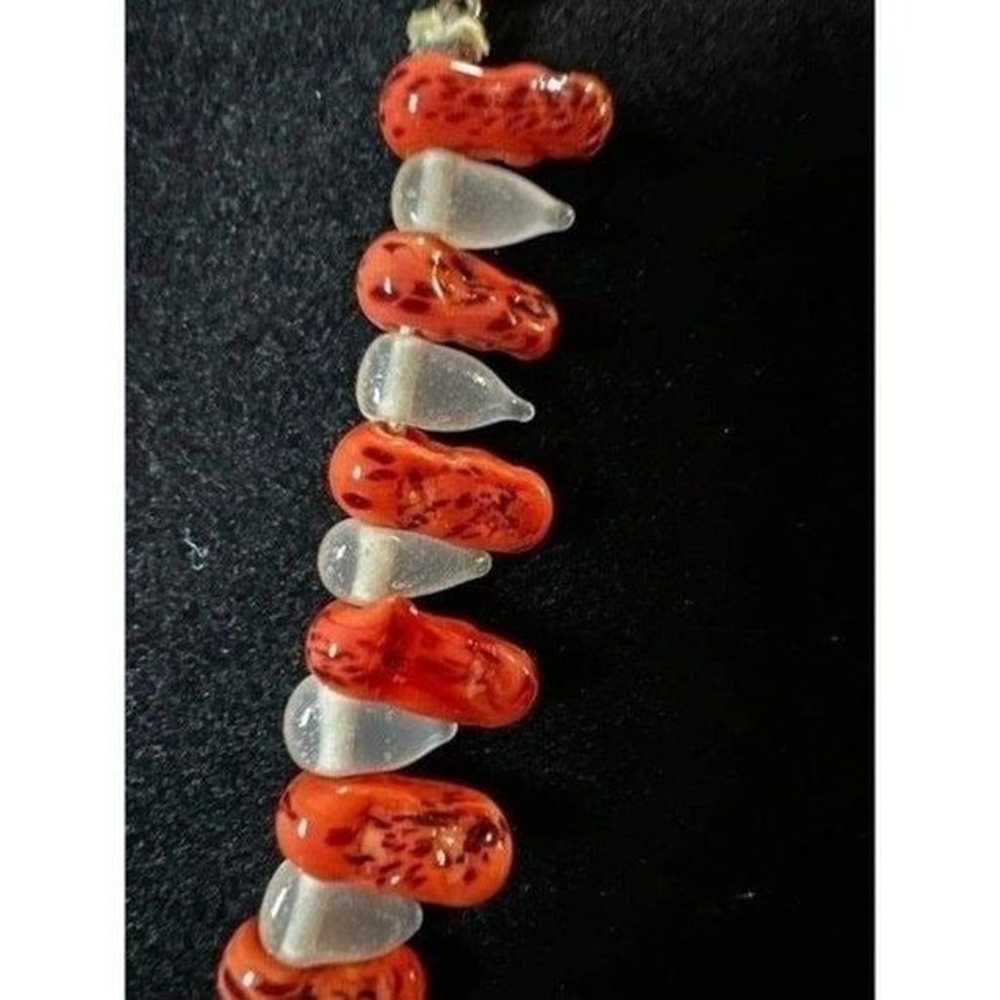 Vintage 50s Coral Art Glass Choker Necklace - image 4