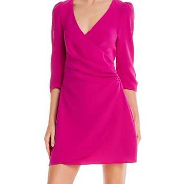 Cinq a Sept Theo Ruched Faux Wrap Mini Dress Pink… - image 1