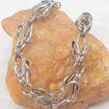 Vintage Unique Sterling Silver Oxidized Links Brut