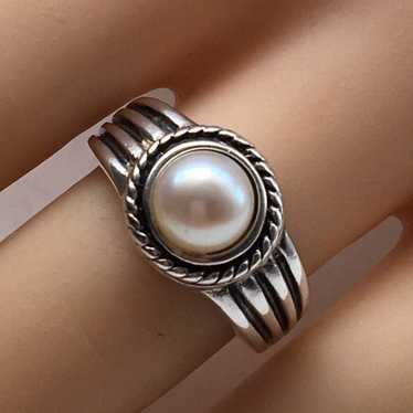 Vintage sterling silver natural pearl ri