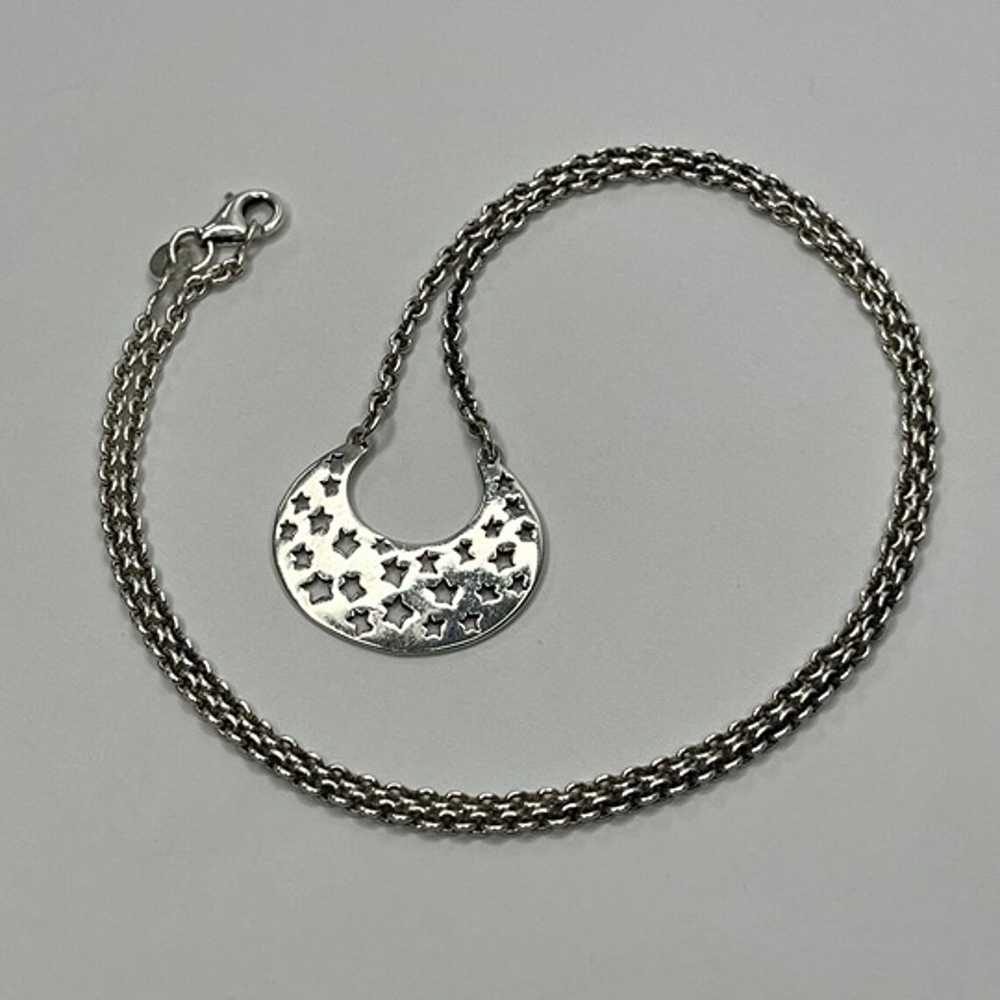 Vintage Sterling Silver Crescent Moon Star Design… - image 3