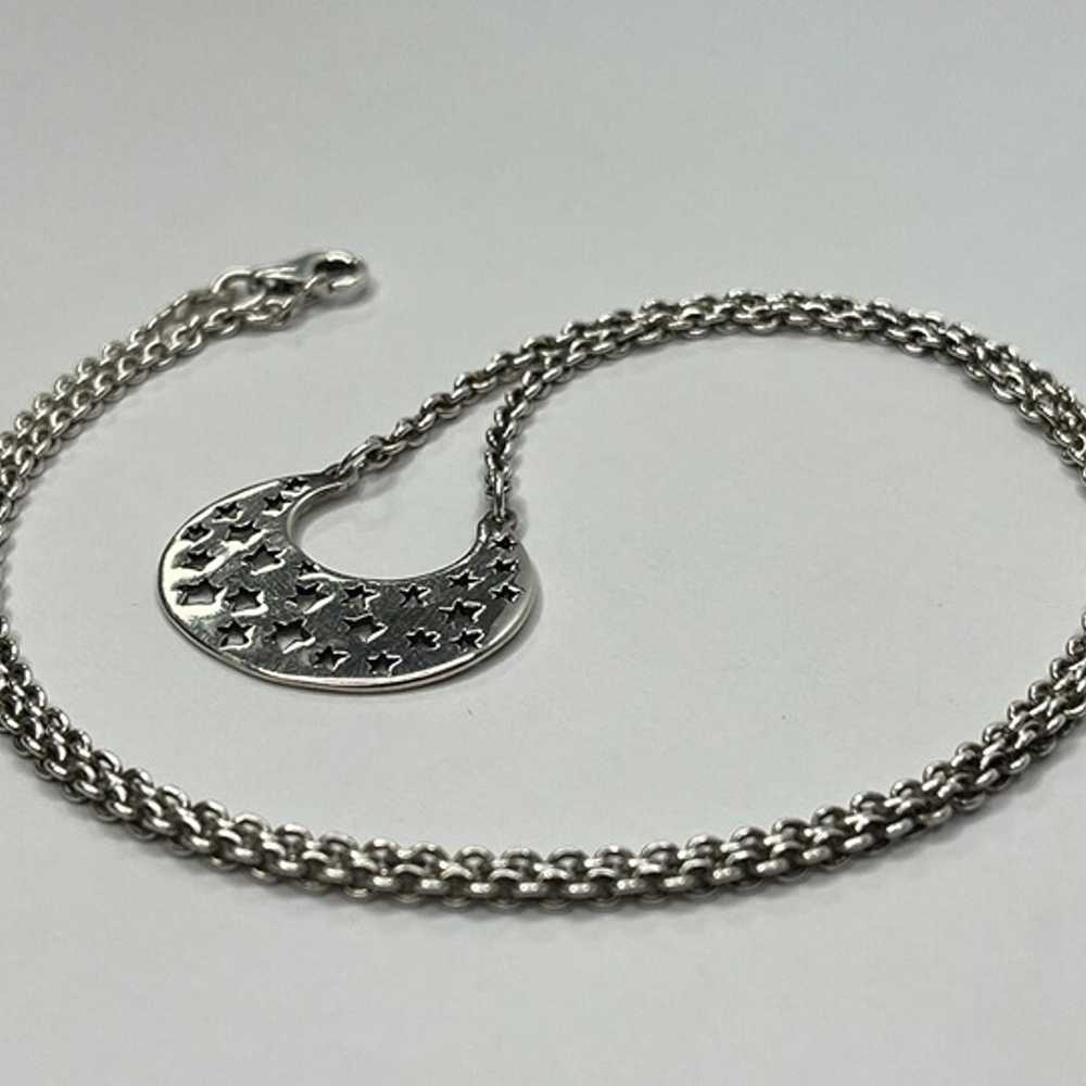 Vintage Sterling Silver Crescent Moon Star Design… - image 5