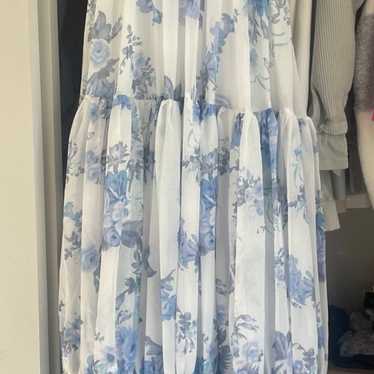 White and Blue Flower Dress