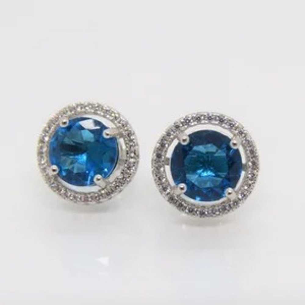 Vintage Sterling Silver London Blue Topaz & White… - image 4