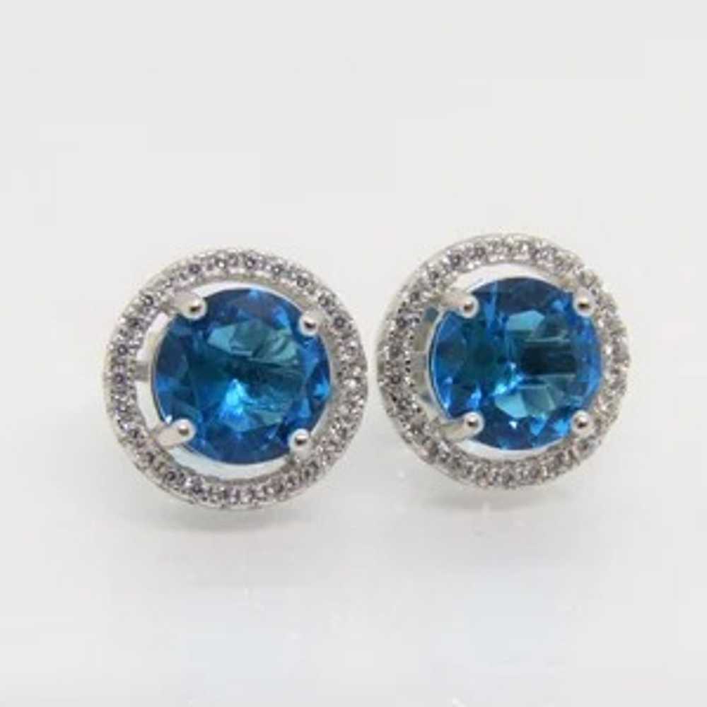 Vintage Sterling Silver London Blue Topaz & White… - image 5