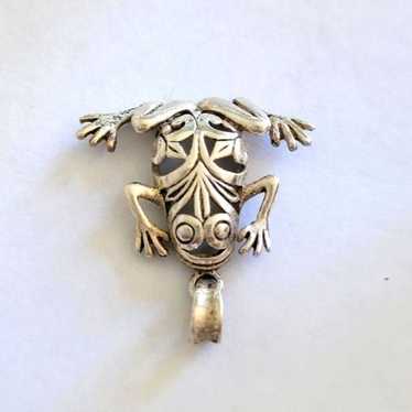 Vintage Sterling Frog Pendant - image 1