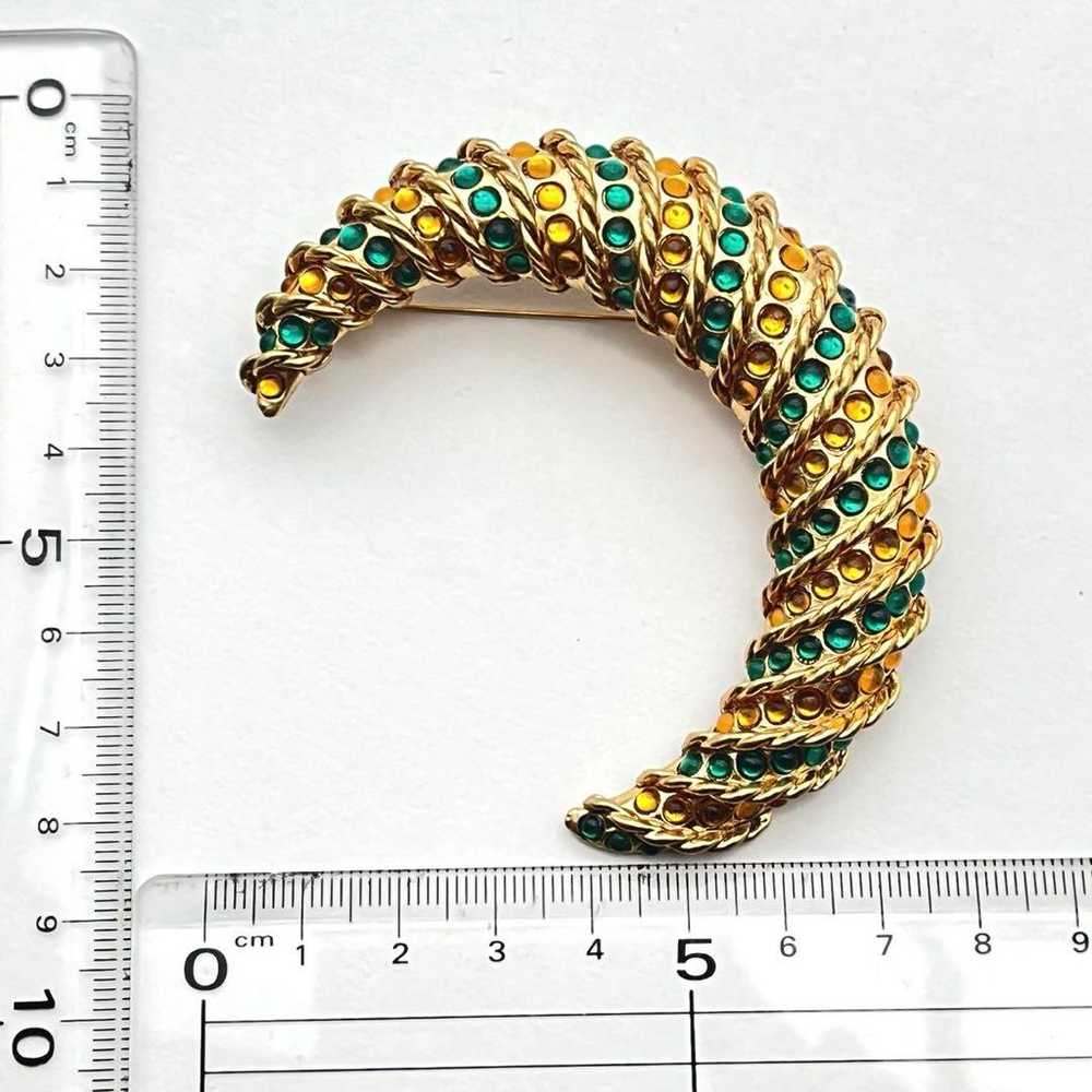 1472 Vintage Brooch Made in Italy Moon Green Yell… - image 3