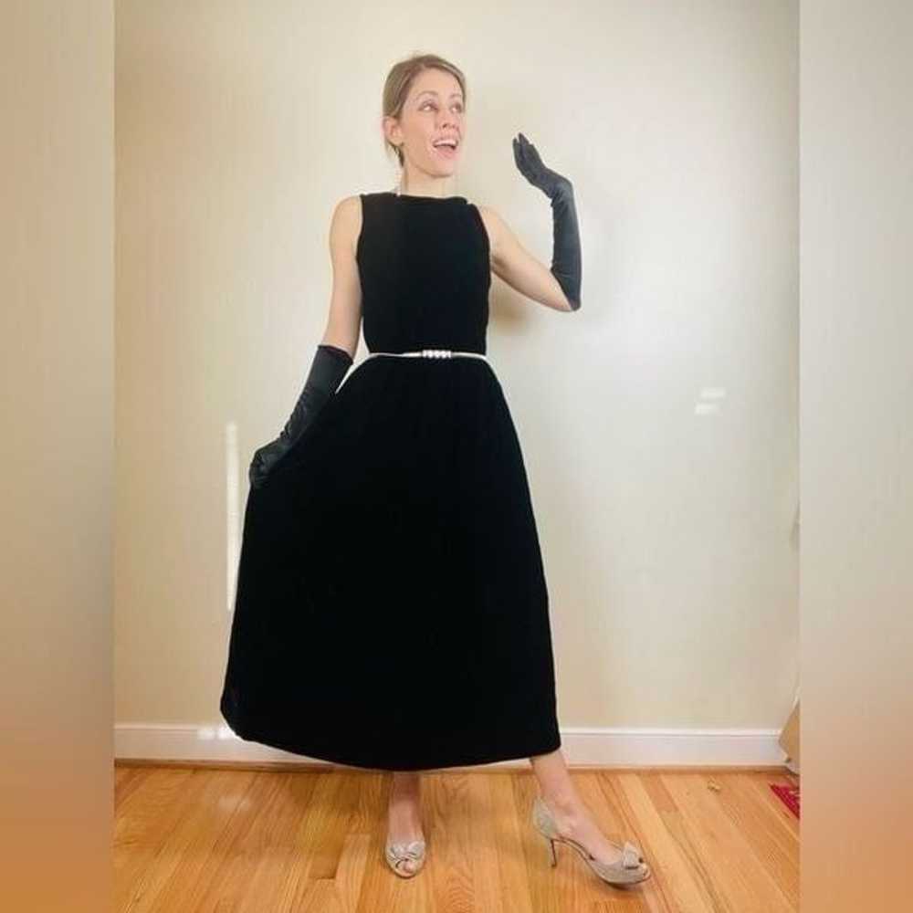 Victor Costa Vintage 60s Velvet Bow Back Gown 6 - image 1